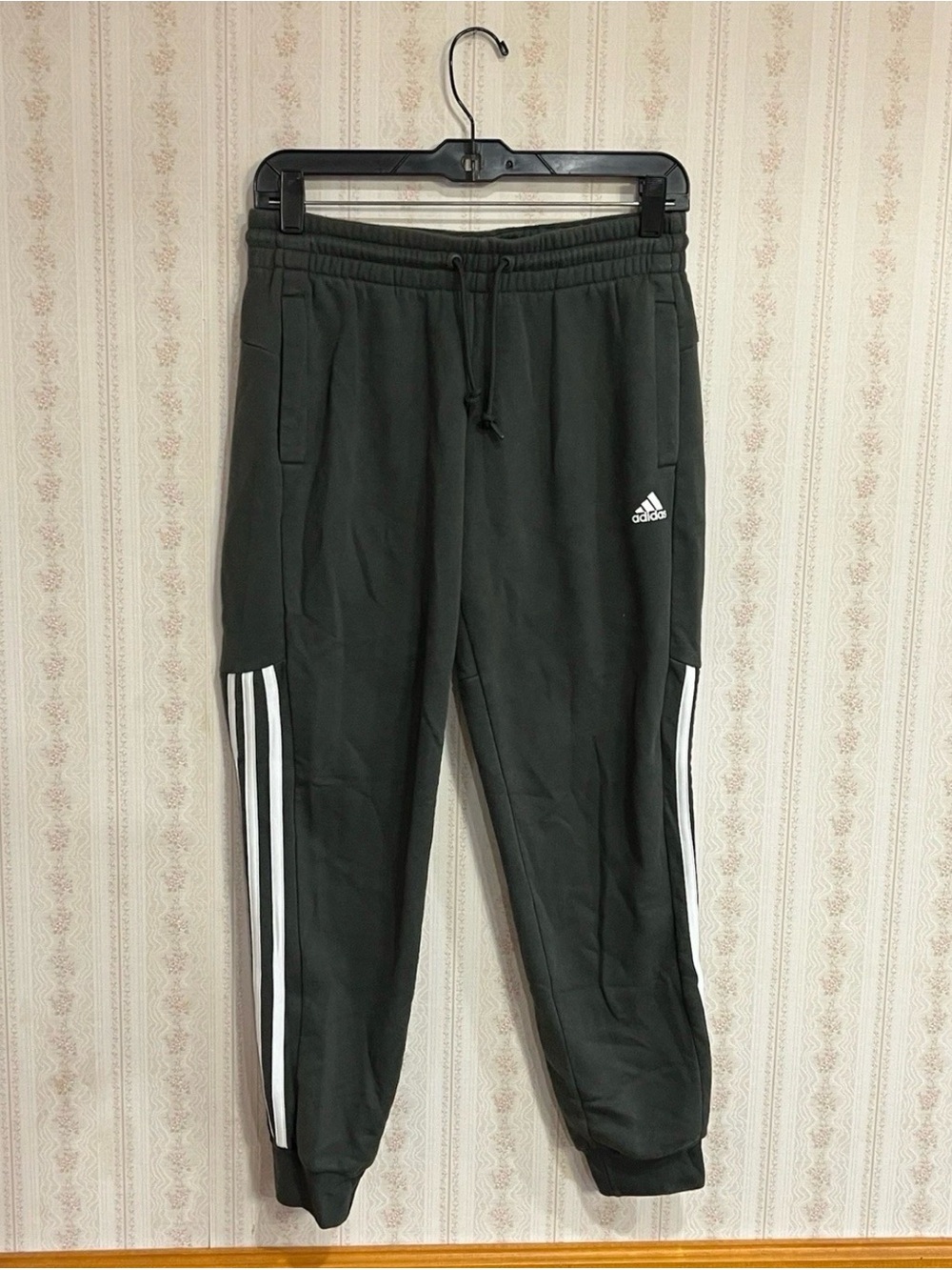 adidas Black Jogger Pants with White Side Stripes
